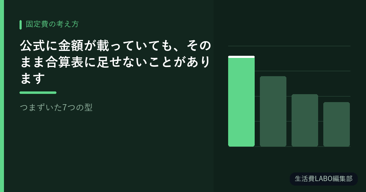 公式に金額が載っていても、そのまま合算表に足せないことがあります｜つまずいた7つの型