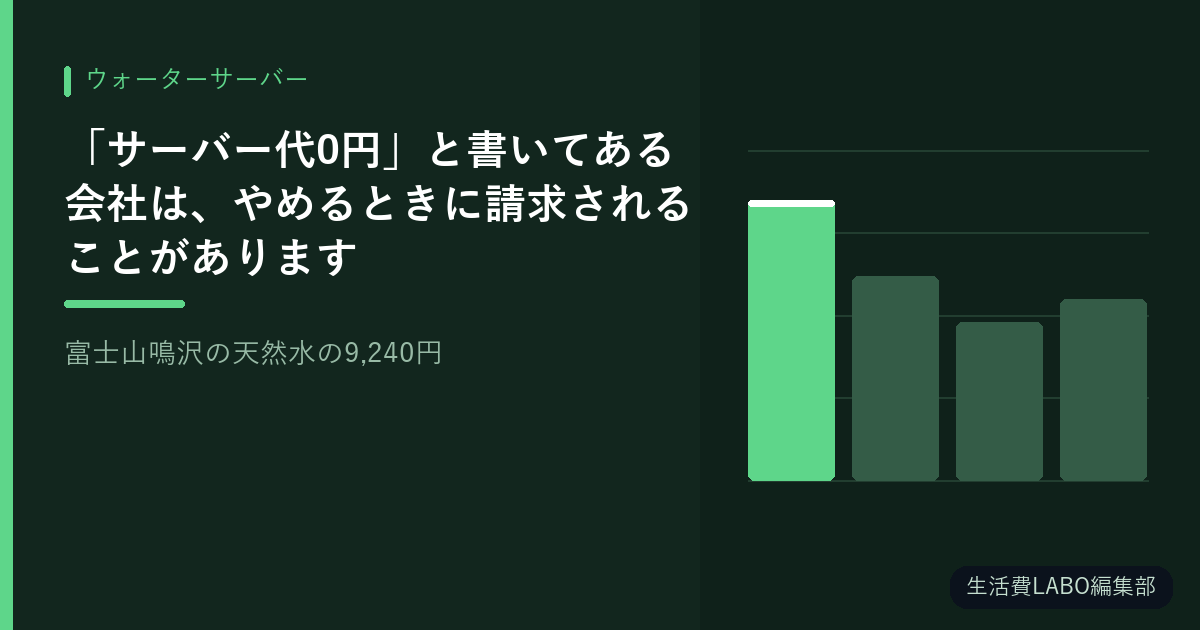 「サーバー代0円」と書いてある会社は、やめるときに請求されることがあります｜富士山鳴沢の天然水の9,240円